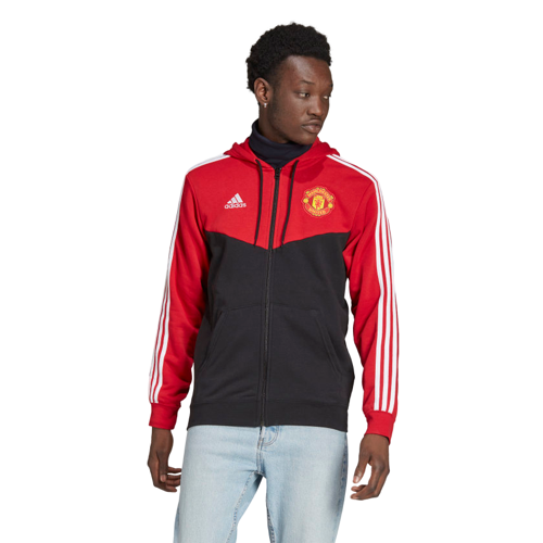 Veste Capuche Manchester United 3 stripes - Rouge/Noir
